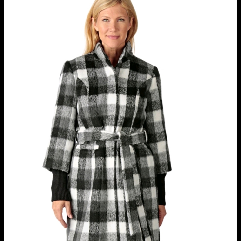 New Isaac Mizrahi Live Funnel Neck Coat with Storm Cuff